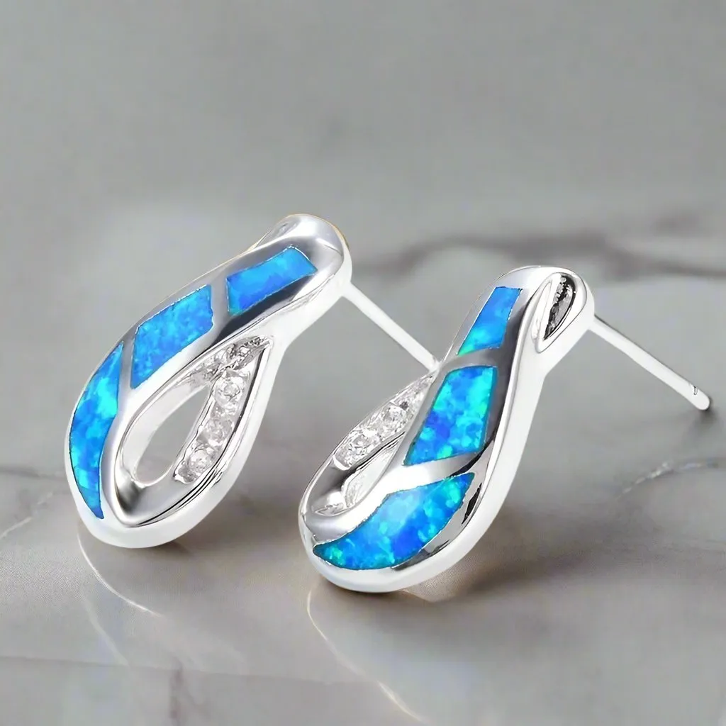 Geometric Opal Earrings