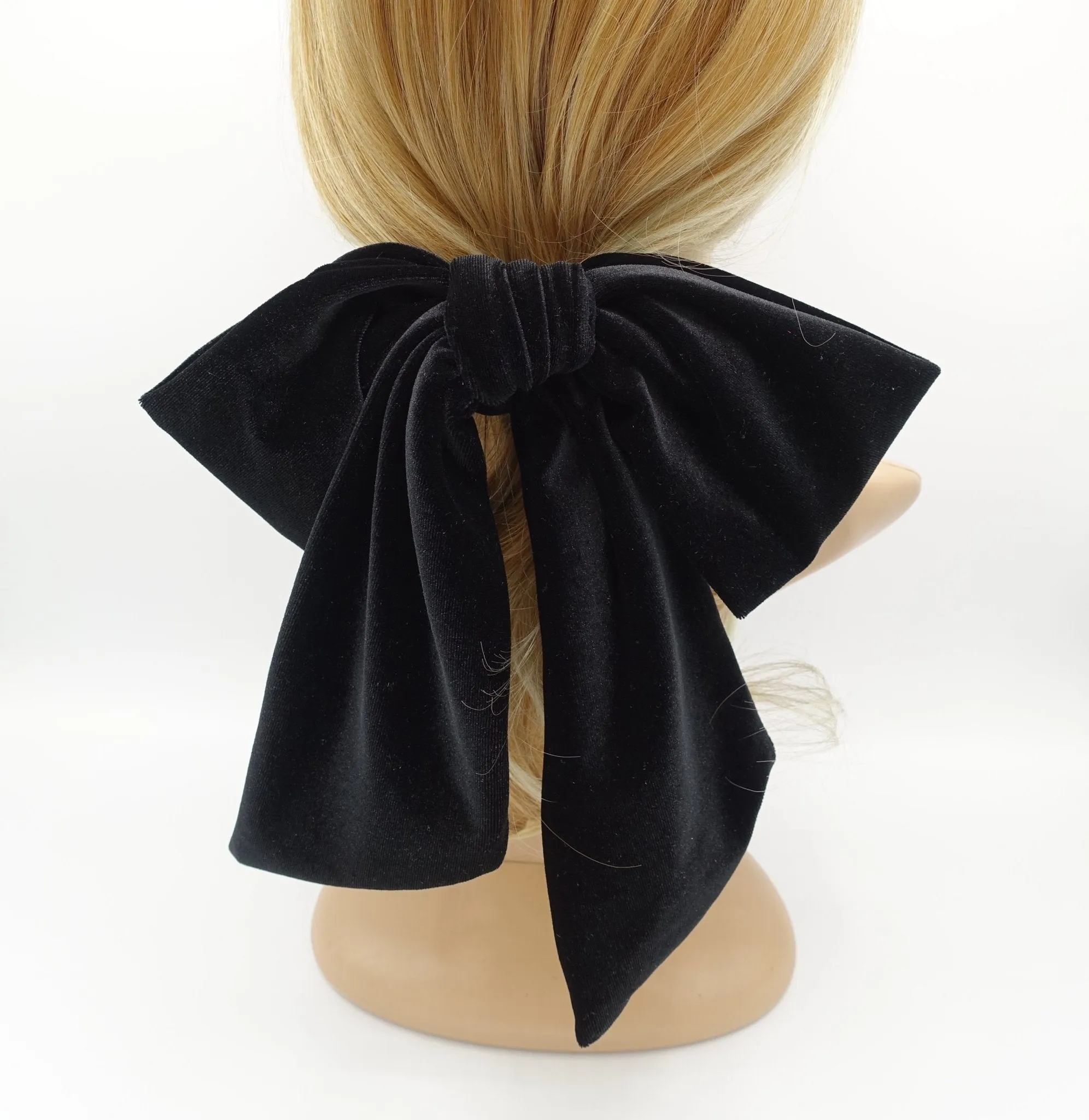 giant velvet bow french barrette wide tail women hair accessory