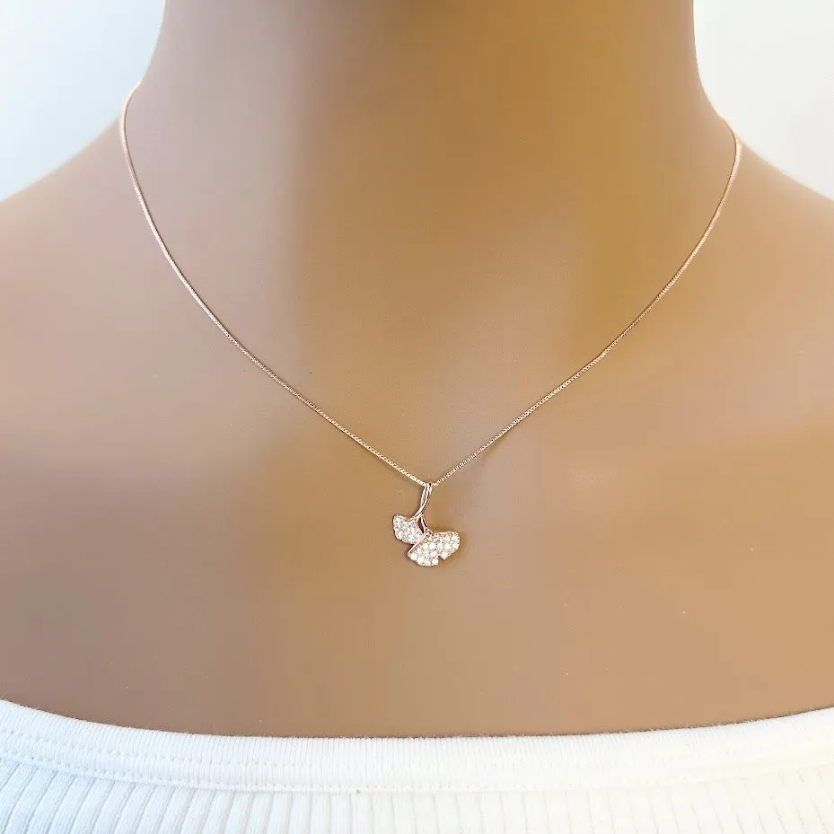 Gingko Leaf Cubic Zirconia Necklace