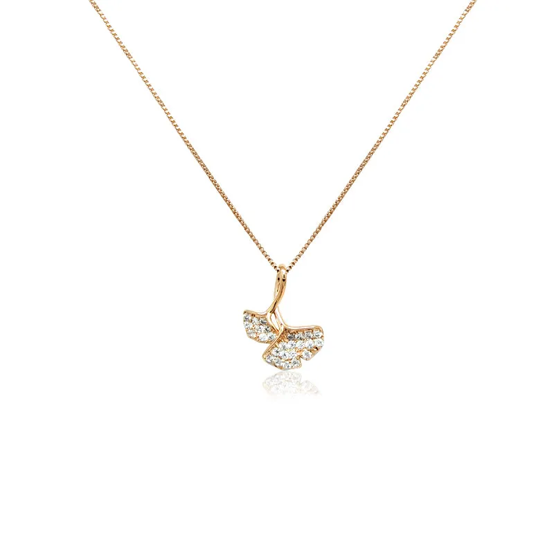 Gingko Leaf Cubic Zirconia Necklace