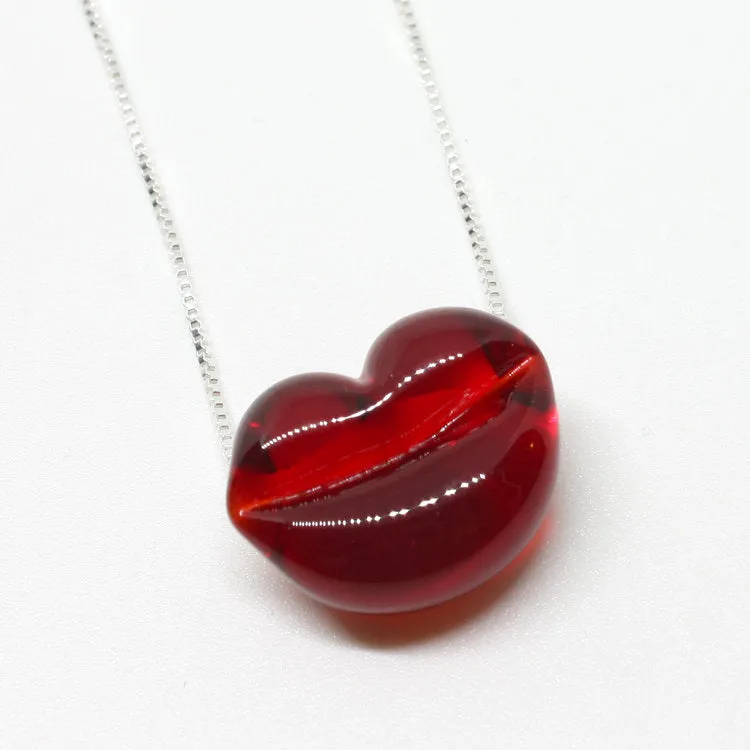 Glass Hot Lips Necklace by Emma Gerard