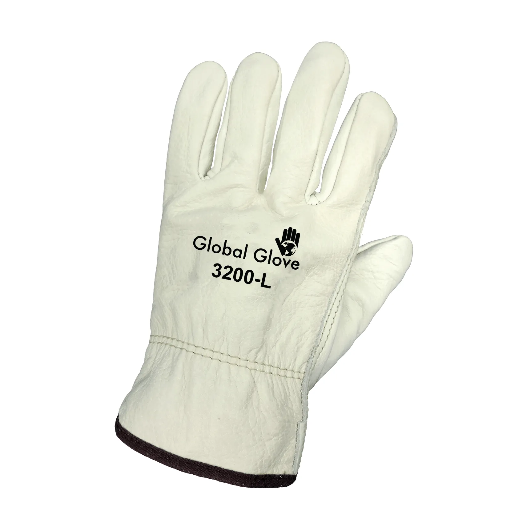 Global Glove 3200 Premium-Grade Grain Cowhide Drivers Gloves, Leather Work Gloves (Sewn with DuPont™ Kevlar® fiber)