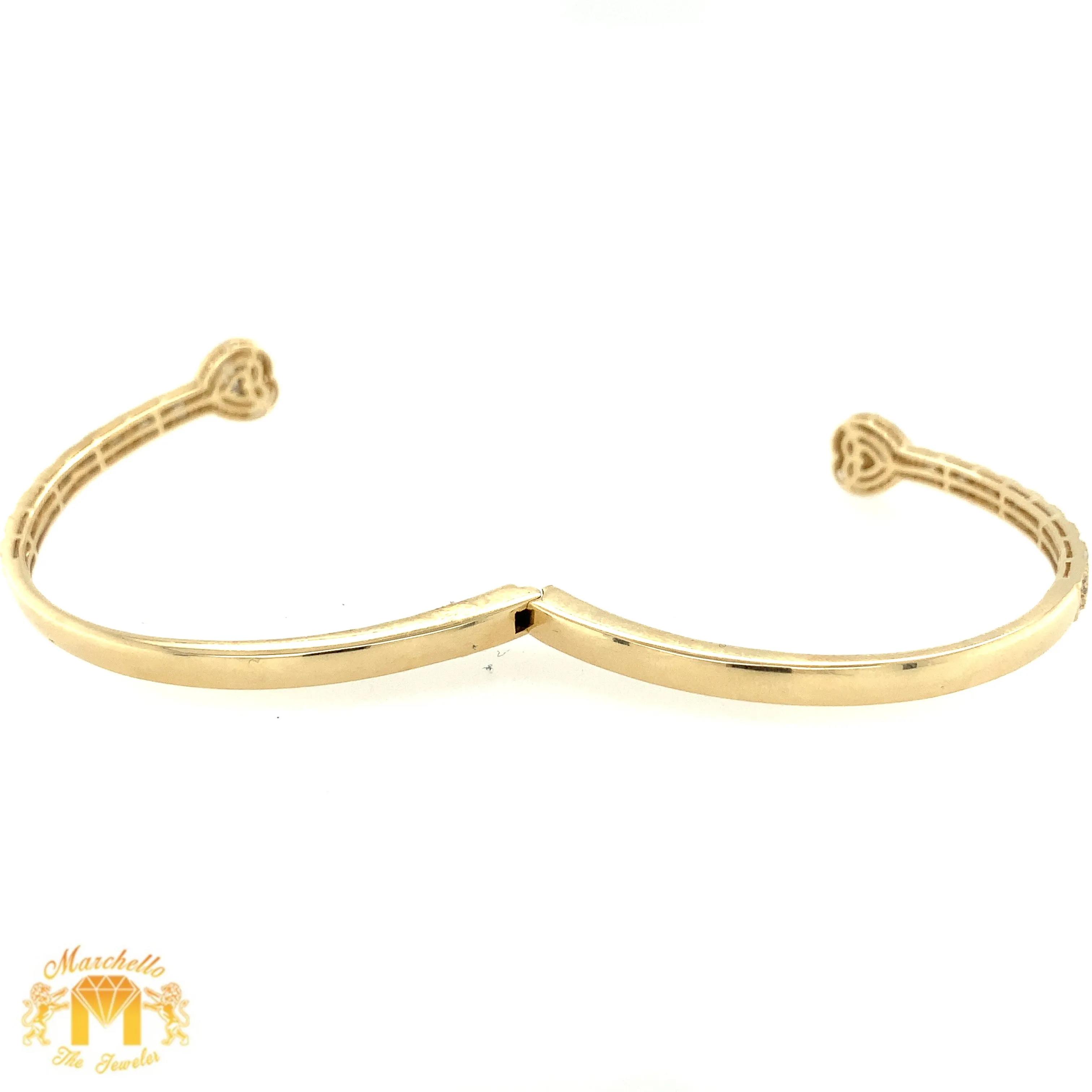 Gold and Diamond Twin Hearts Cuff Bracelet (choose your color)