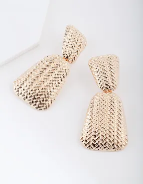 Gold Chevron Dome Drop Earring