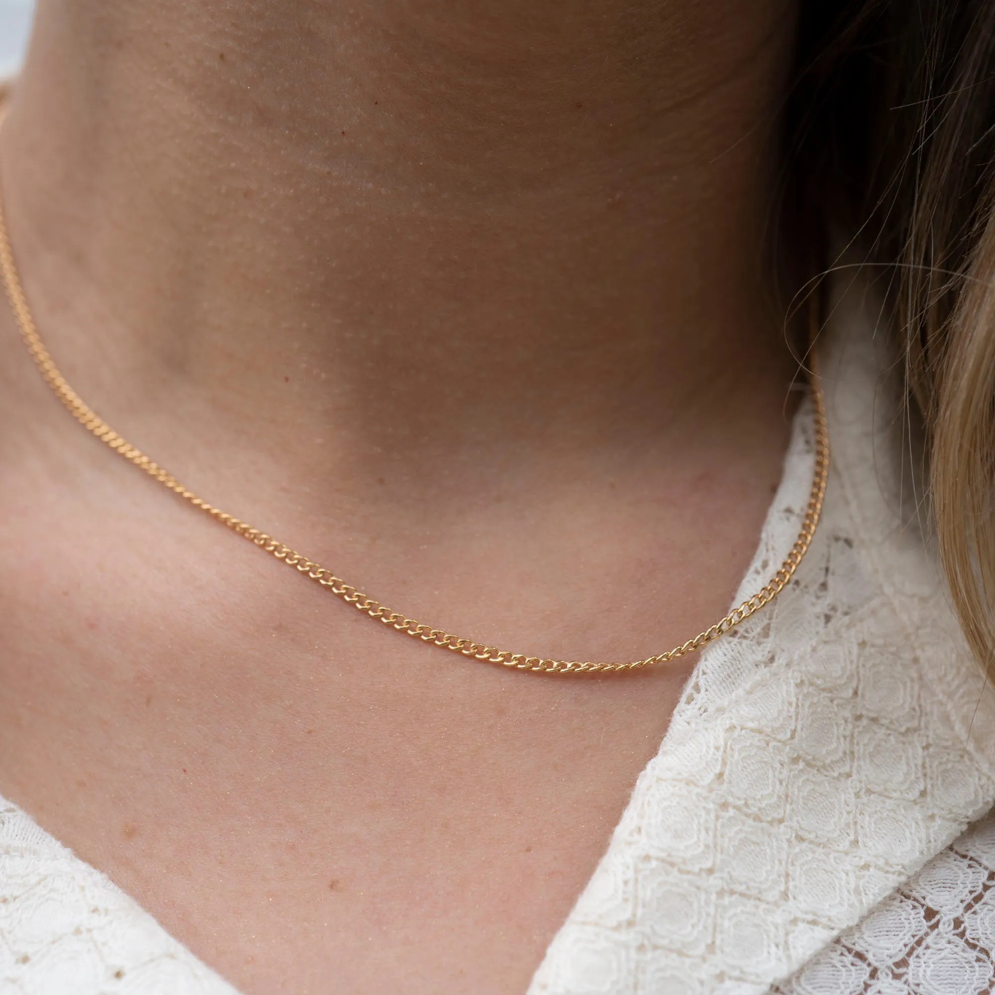 Gold Filled Thin Curb Link Necklace