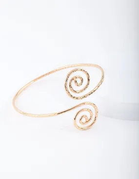 Gold Hammered Swirl Arm Cuff