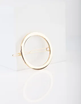 Gold Open Circle Barrette