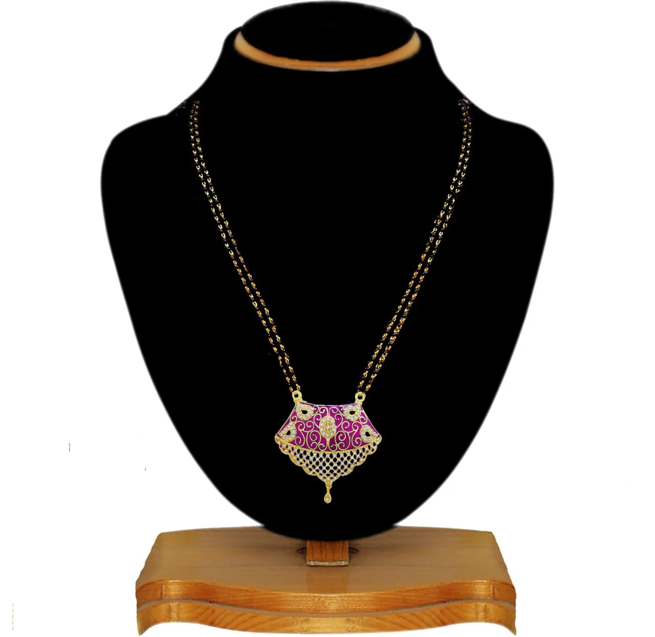 Gold Plated Stylish Fashionable Pink Colour Traditional Mangalsutra for Girl & Women