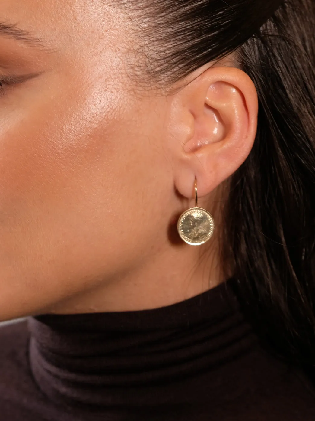 Gold Simple 3p Coin Earrings