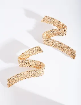 Gold Textured Zig-Zag Earrings