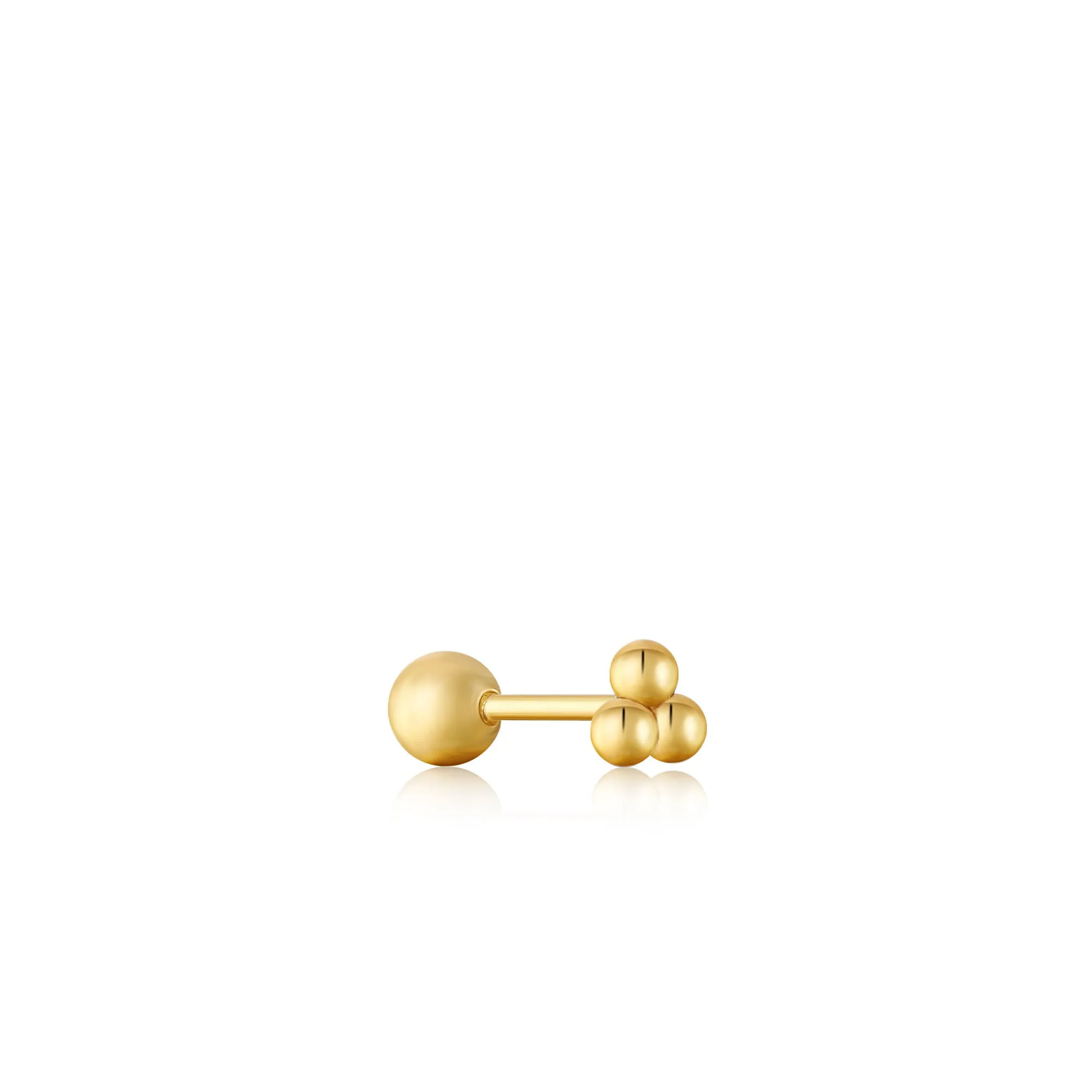 Gold Triple Ball Barbell Single Earring