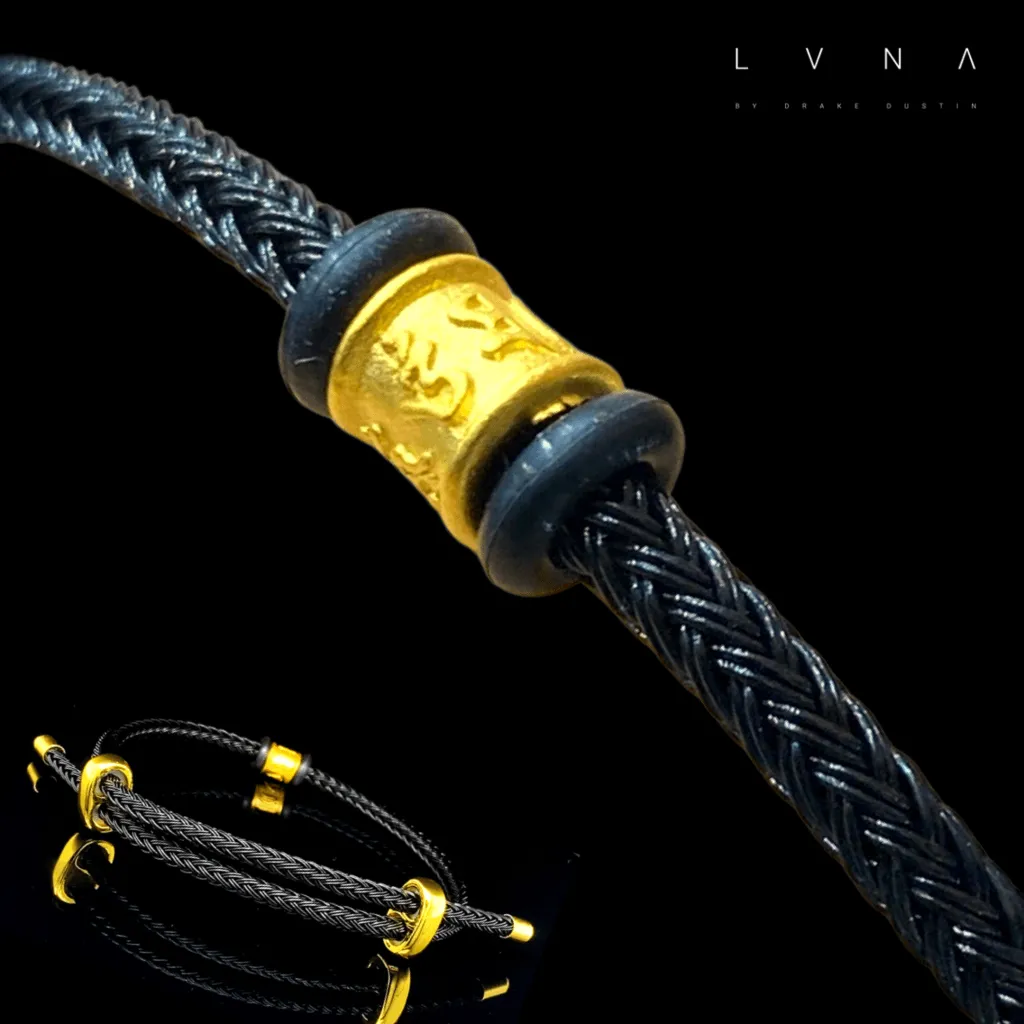 #GOLD2024 | 24kt Fortune Mantra Black String Bracelet | #LVNAPP