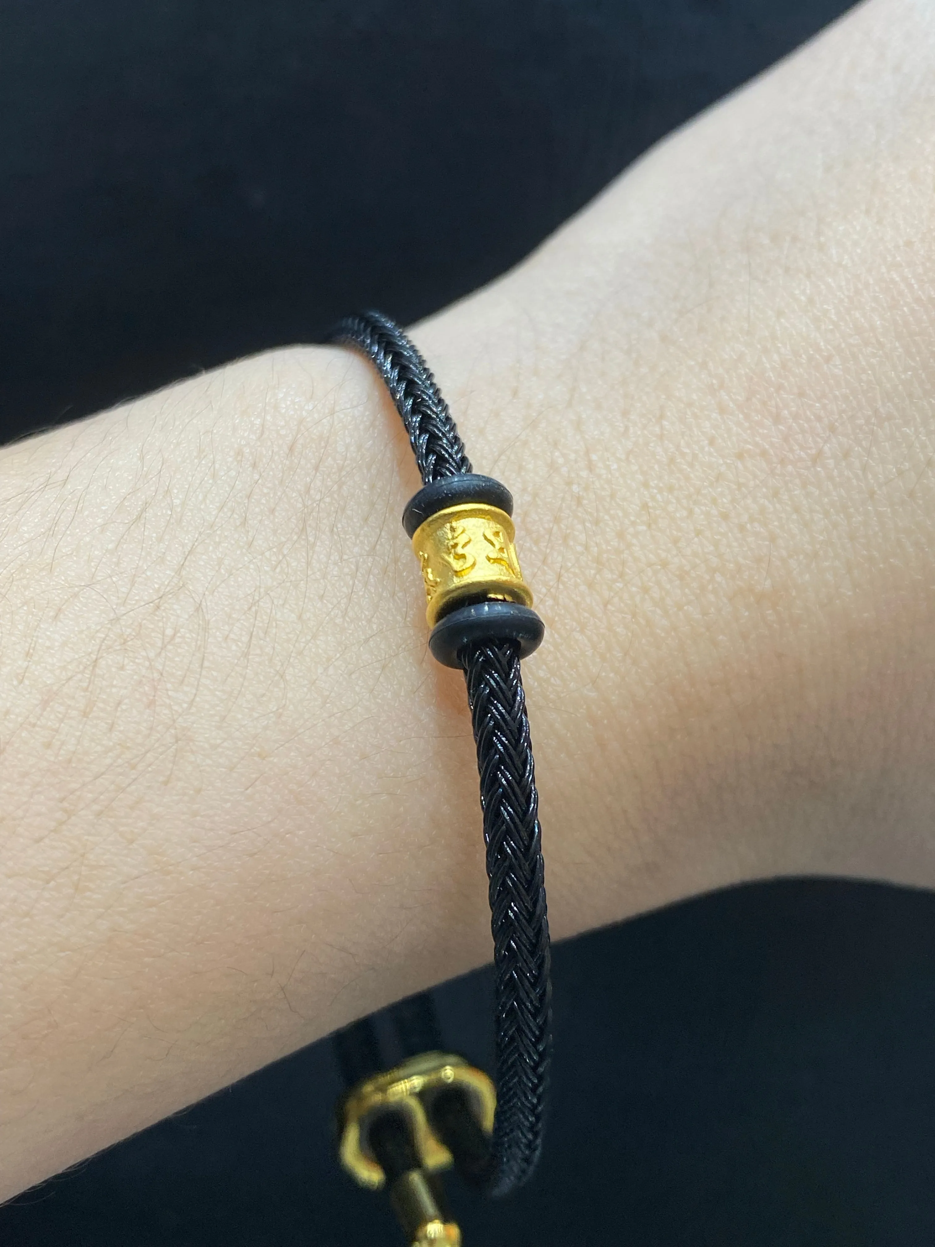 #GOLD2024 | 24kt Fortune Mantra Black String Bracelet | #LVNAPP