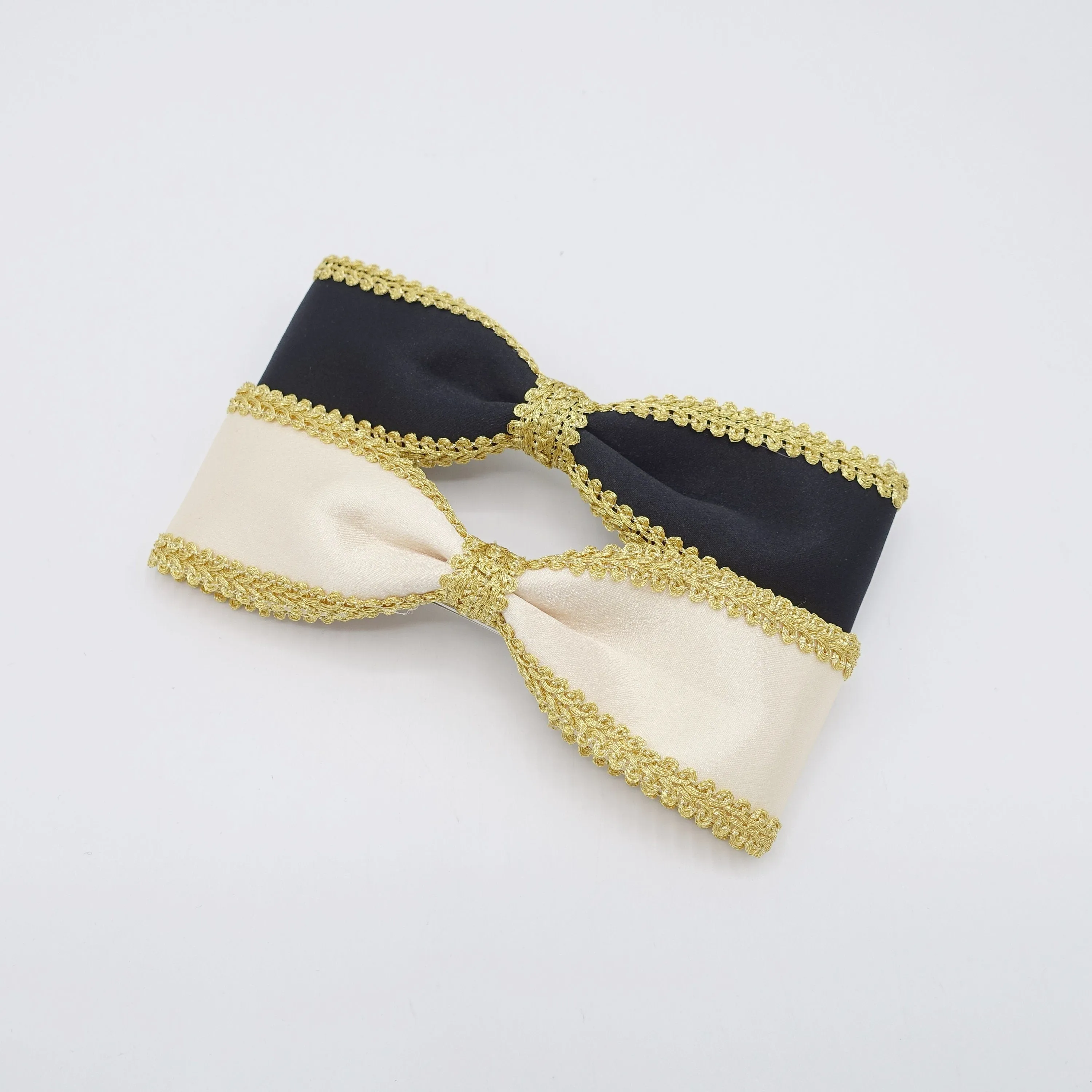 golden edge satin hair bow