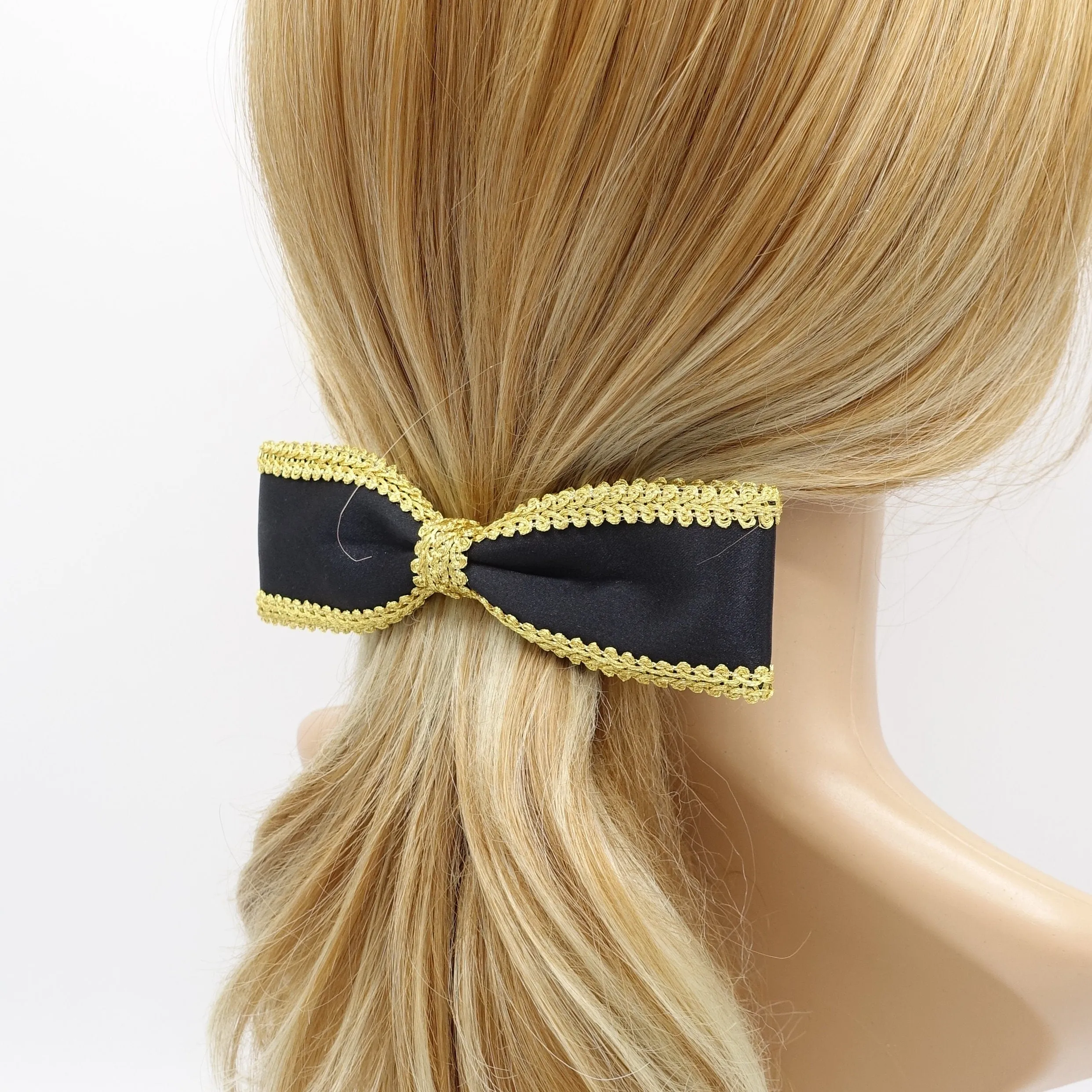 golden edge satin hair bow