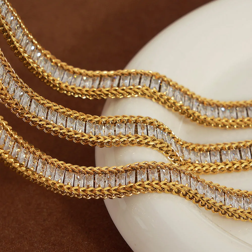 Golden Geometric Zircon Bracelet - Elegant Fashion Jewelry