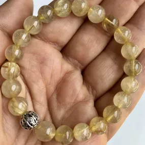 Golden Rutilated Quartz Genuine Crystal Bracelet (helps manifest)