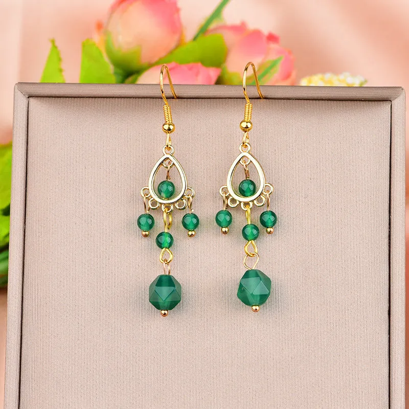 Green Agate Retro Earrings!