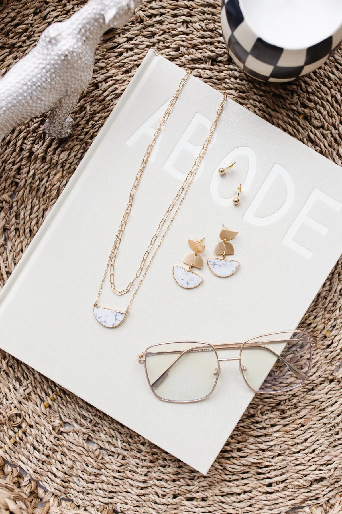 Half Moon Stone Stud & Necklace Set