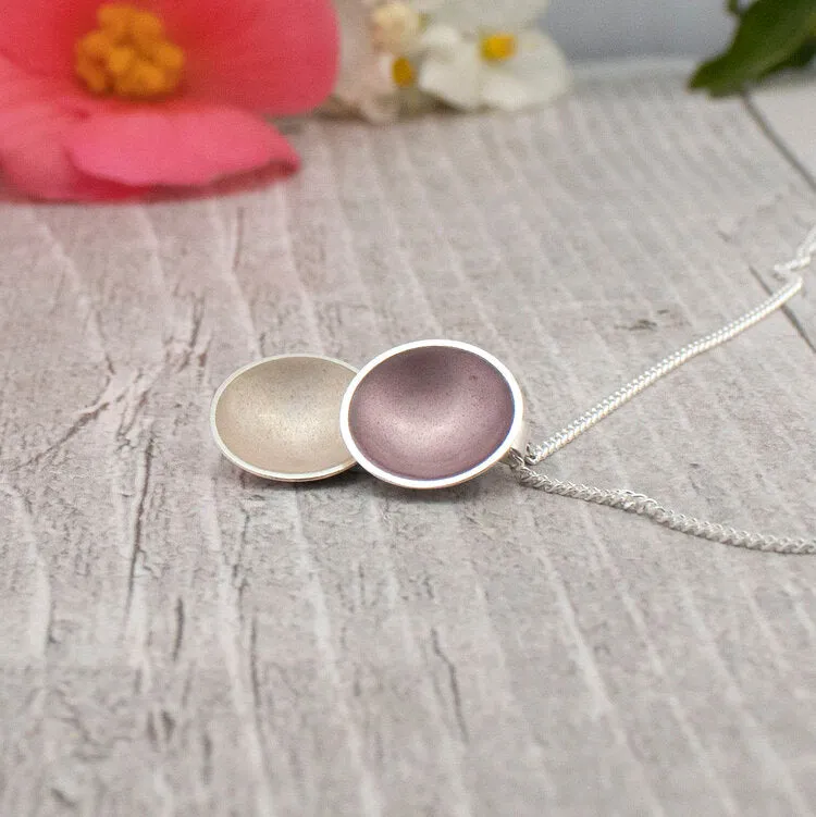 Halo Silver and Enamel Small Double  Drop Necklace