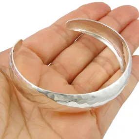 Hammered Sterling Silver Tapered Bracelet Cuff