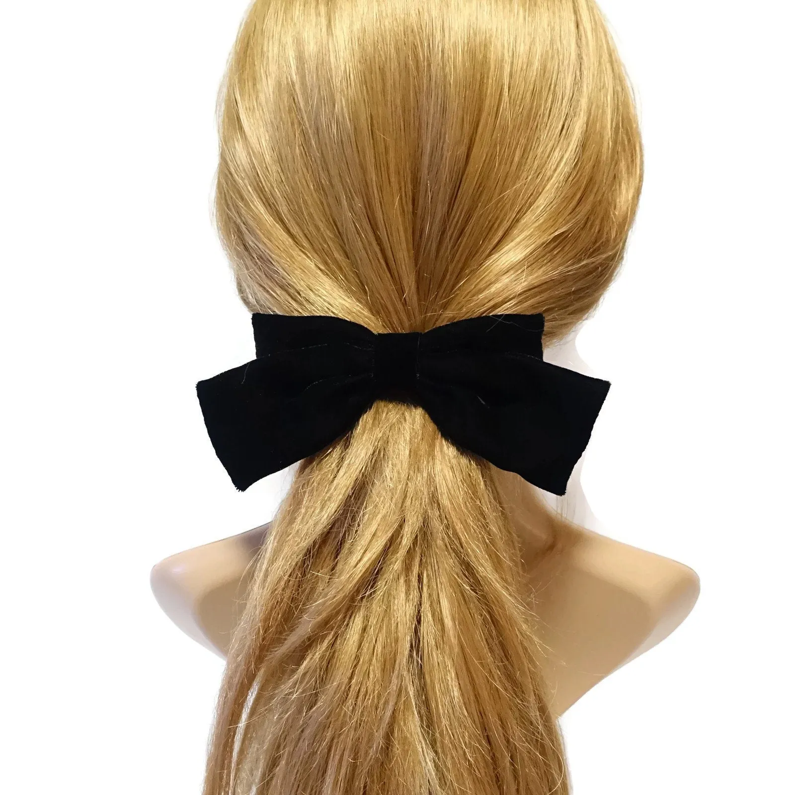 Handmade Black Silk Velvet Hair Bow Collection Claw Clip French Barrette Series Black Bow Hair Accessories