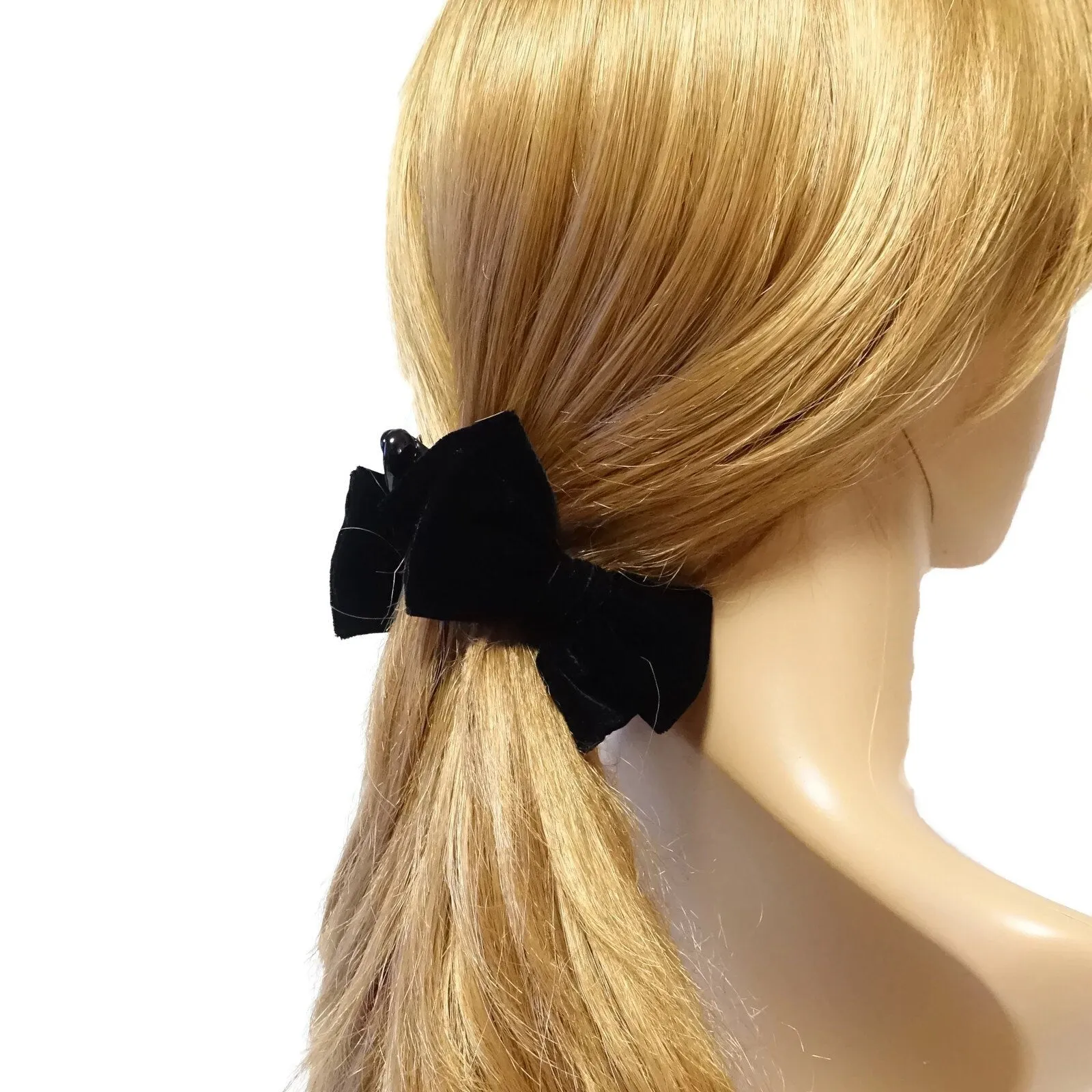 Handmade Black Silk Velvet Hair Bow Collection Claw Clip French Barrette Series Black Bow Hair Accessories