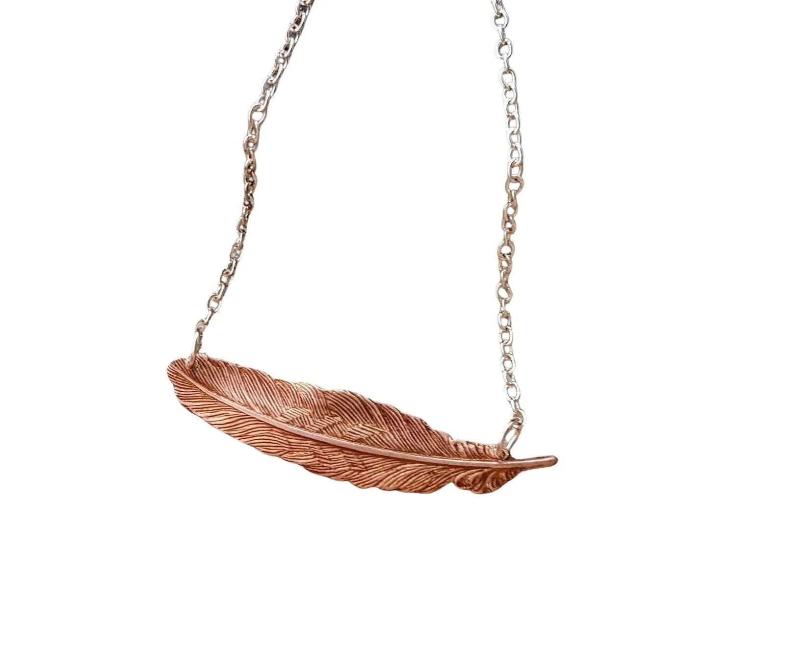 Handmade Rose Gold Feather Necklace