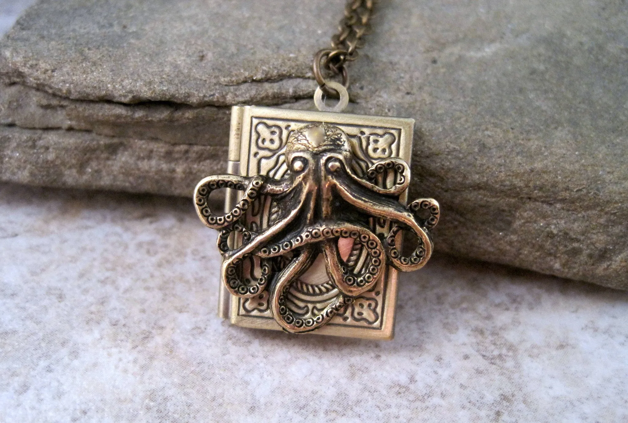 Handmade Steampunk Octopus Locket Necklace