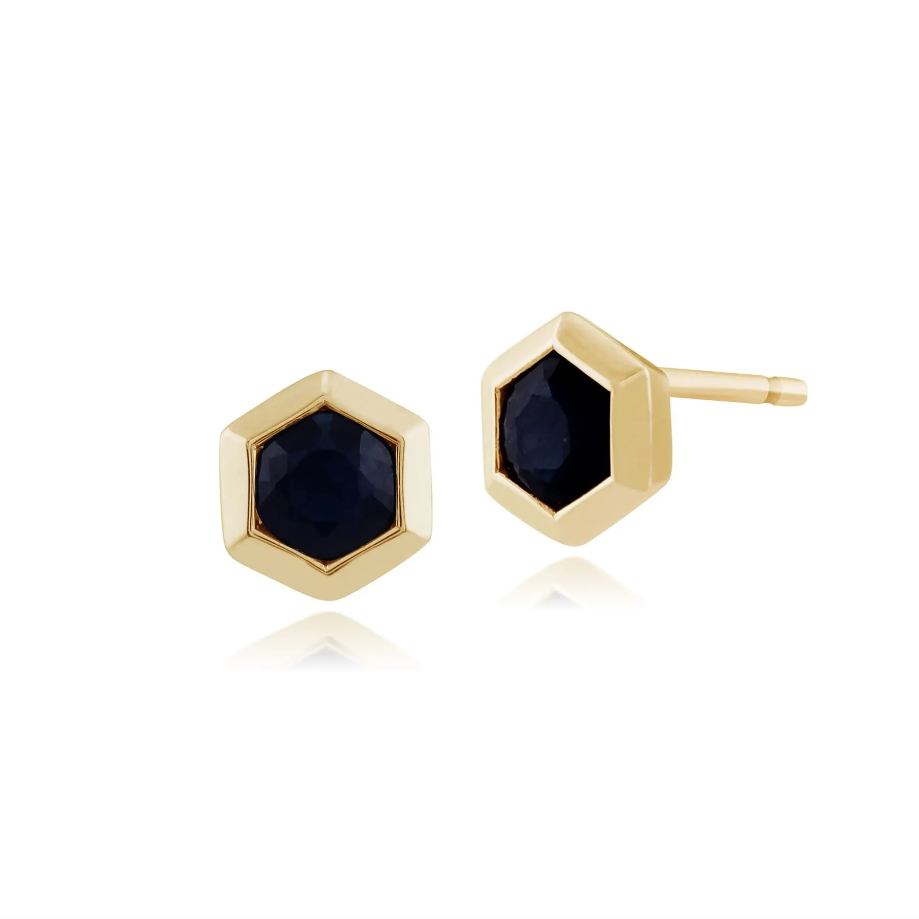 Hexagon Saphir Ohrstecker in 9ct Gelbgold