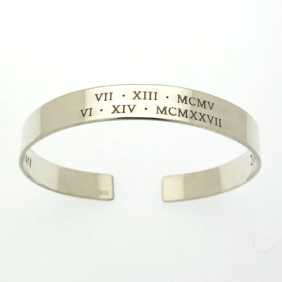 Hidden message bracelet for him - Initials Sterling Silver Cuff Bracelet