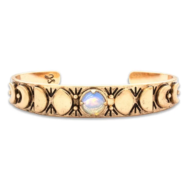 Hiouchi Moon Phases Cuff Bracelet | Opalite | Gold   Silver