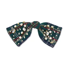 HOLIDAY PLAID PALOMA CRYSTAL EMBELLISHED BOW BARRETTE