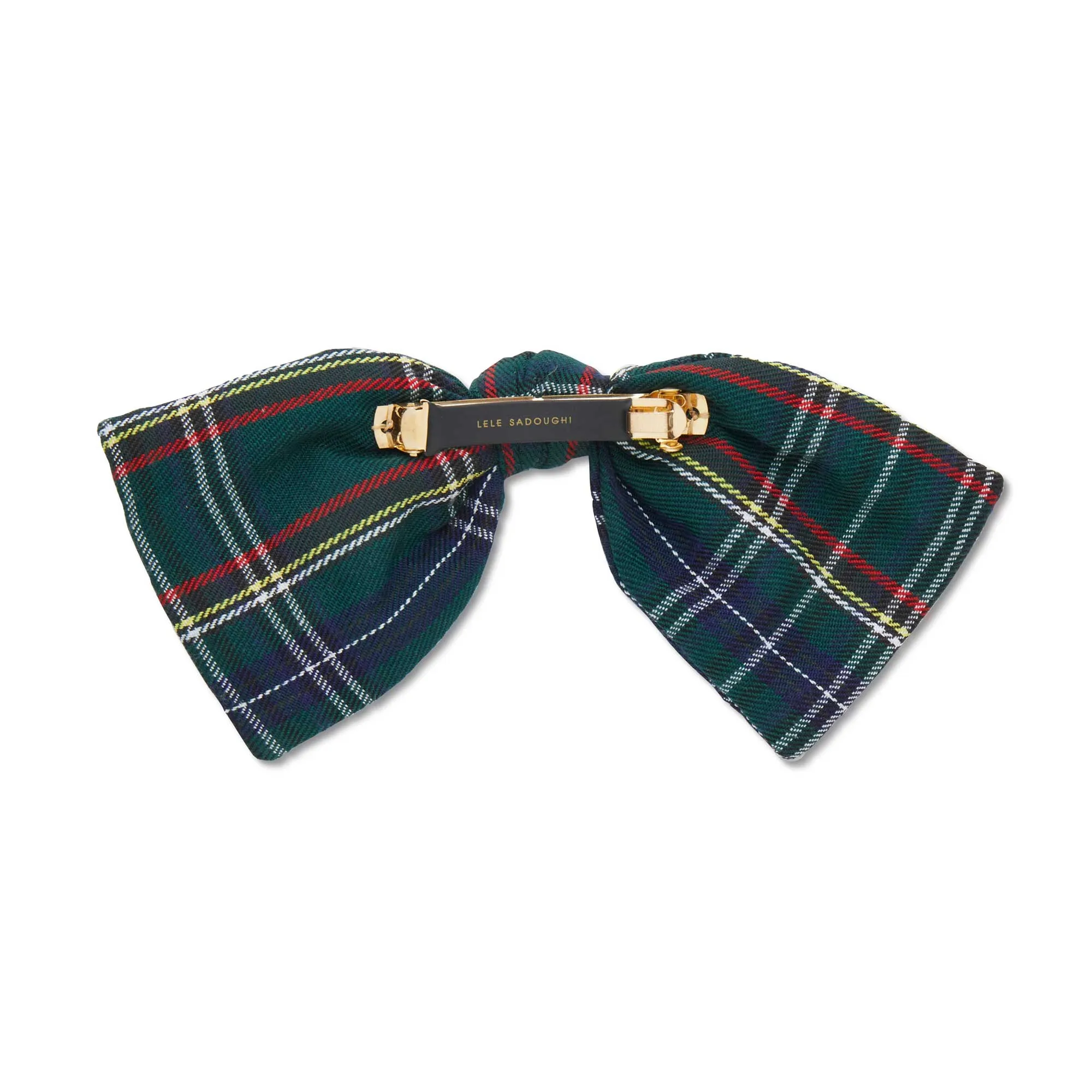 HOLIDAY PLAID PALOMA CRYSTAL EMBELLISHED BOW BARRETTE