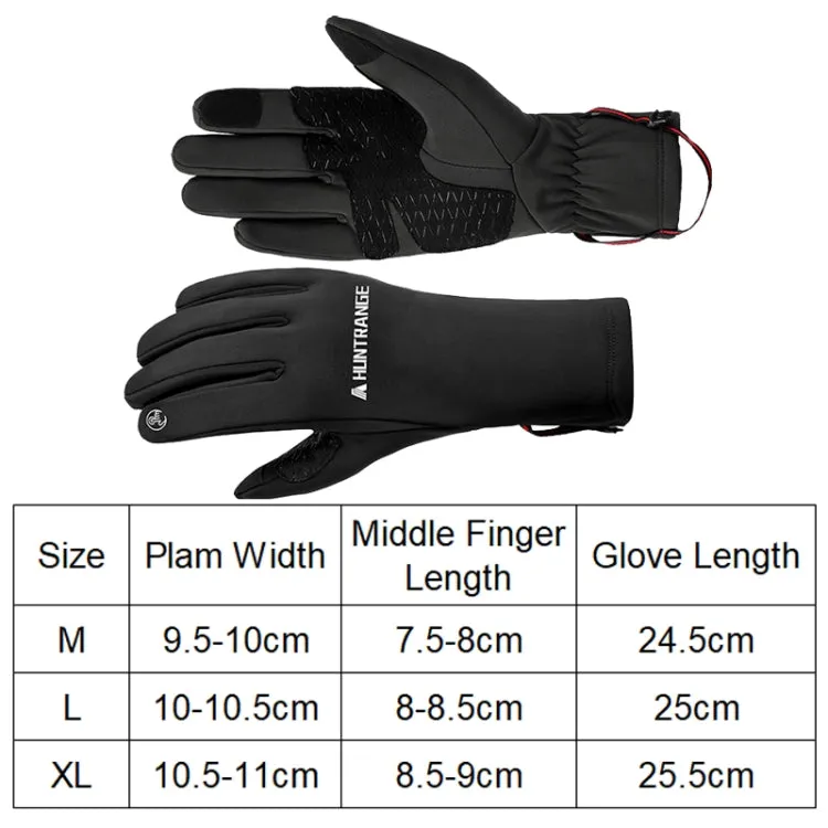 HUNTRANGE A037 Plus Velvet Sports Windproof Waterproof Touch Screen Riding Gloves, Size: L(Black)