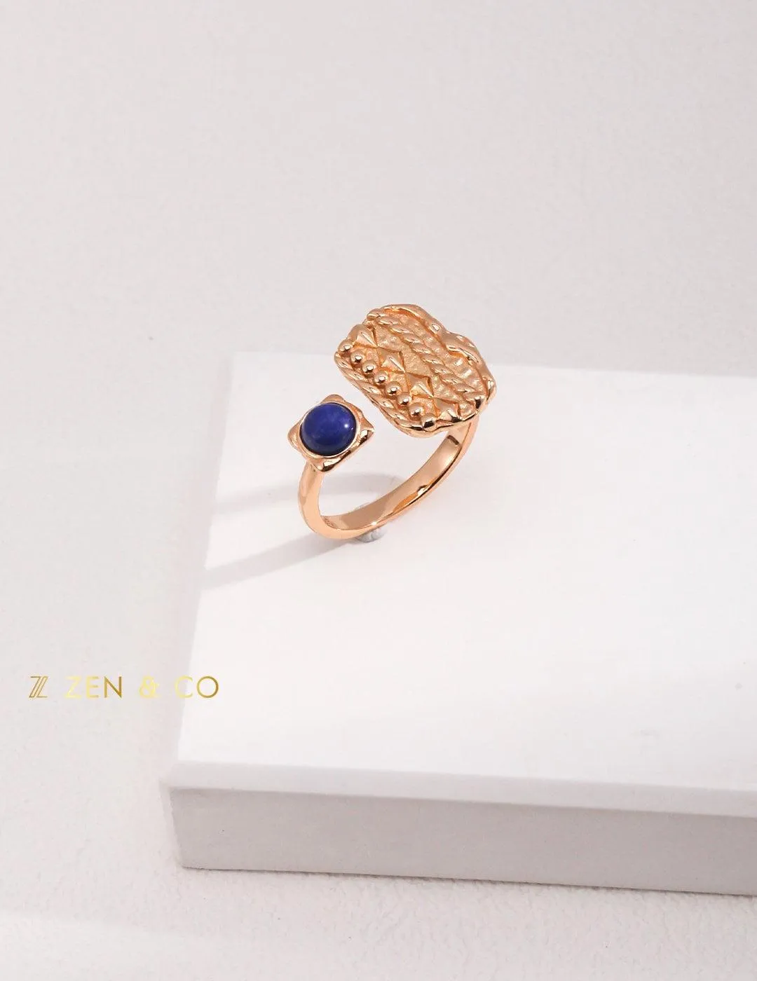 INDIGO Tribe Blue lapis lazuli statement ring Lapis lazuli stone stud earrings