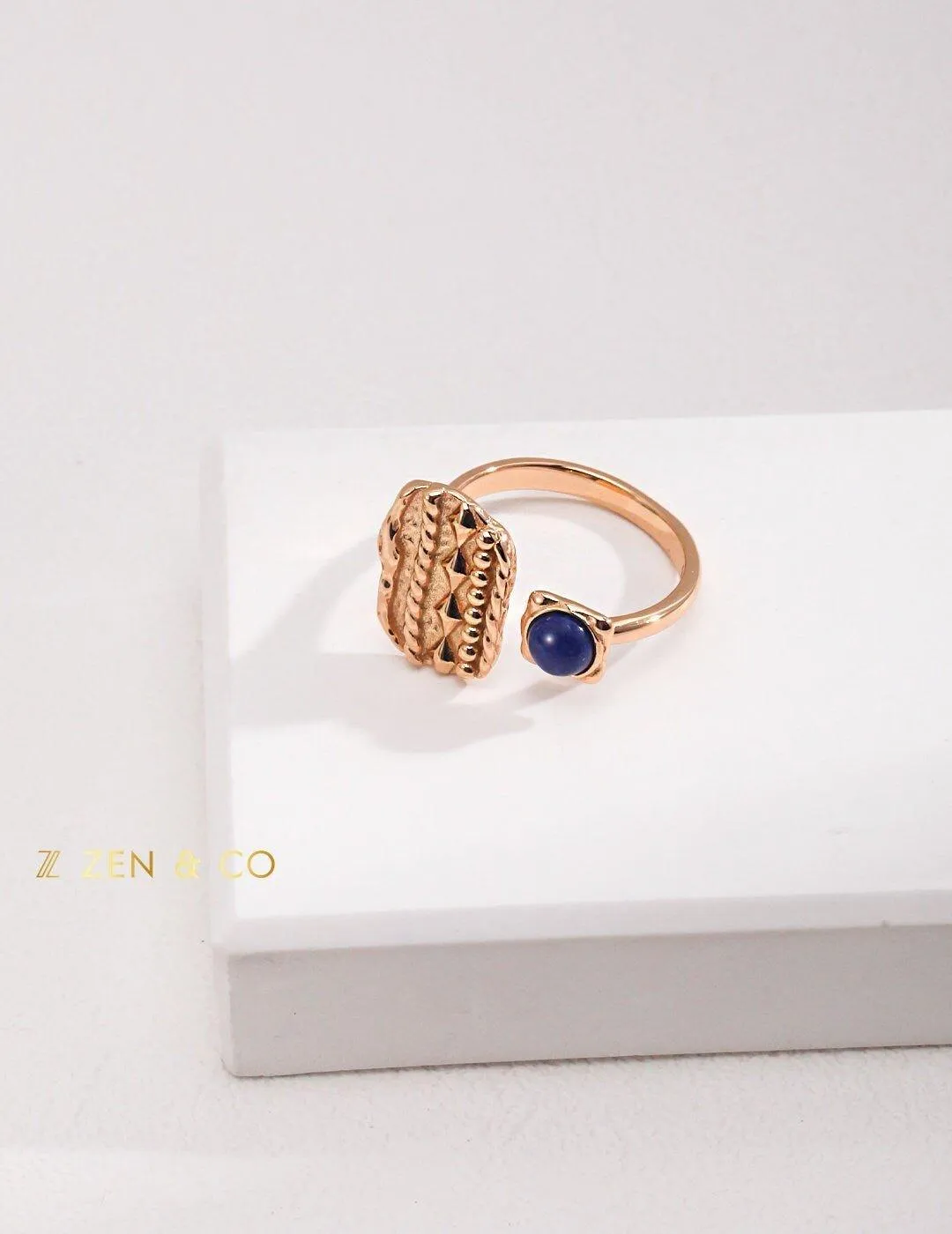 INDIGO Tribe Blue lapis lazuli statement ring Lapis lazuli stone stud earrings