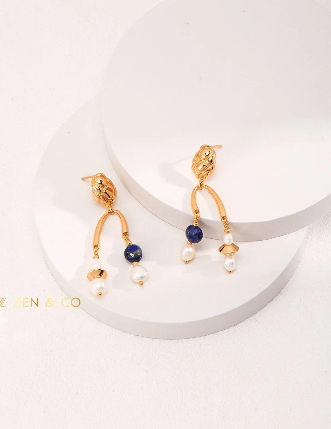 INDIRA Bohemian Gold Lapis lazuli dangle earrings