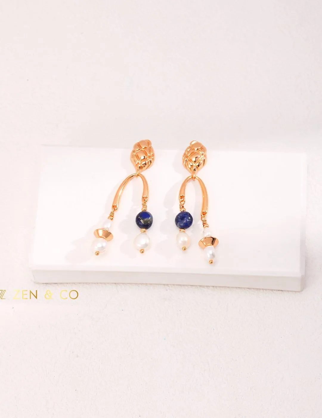 INDIRA Bohemian Gold Lapis lazuli dangle earrings