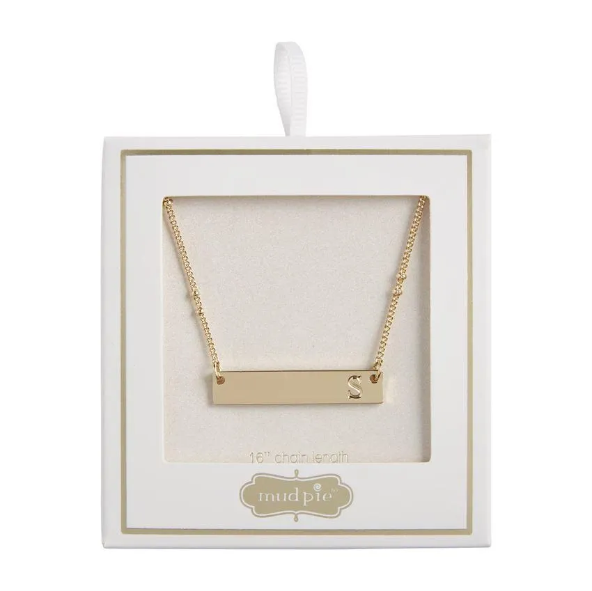 Initial Bar Necklace by Mud Pie