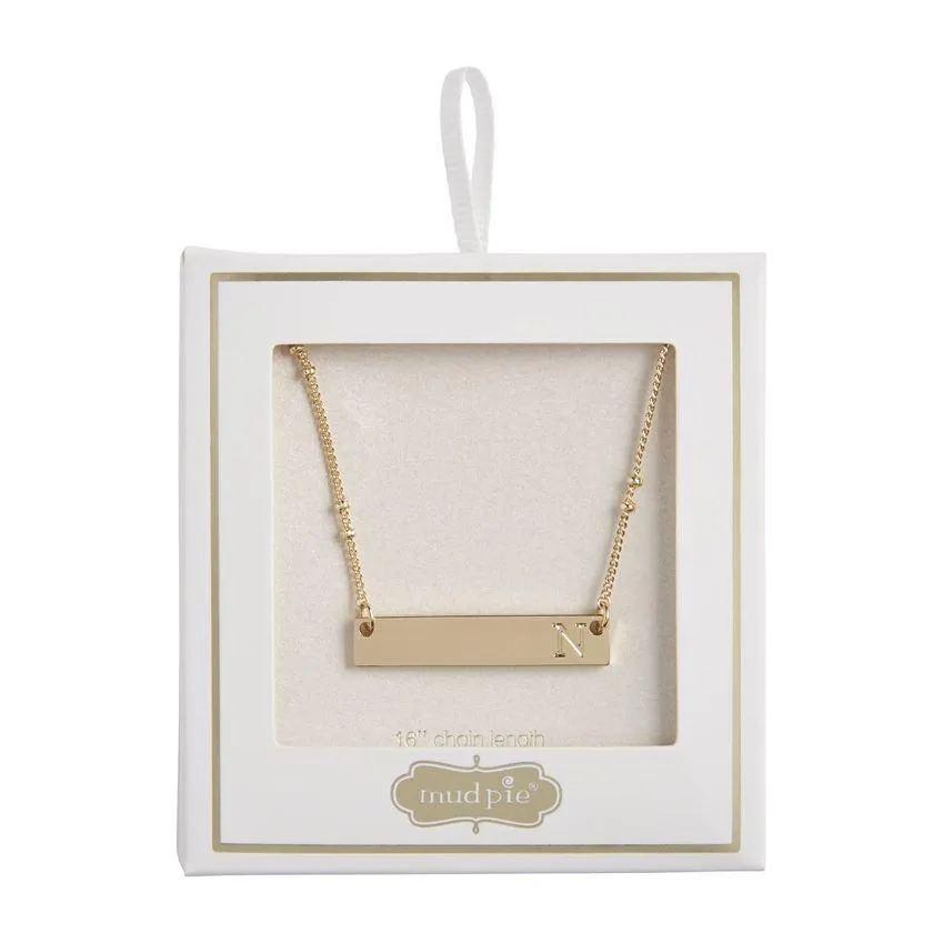 Initial Bar Necklace by Mud Pie