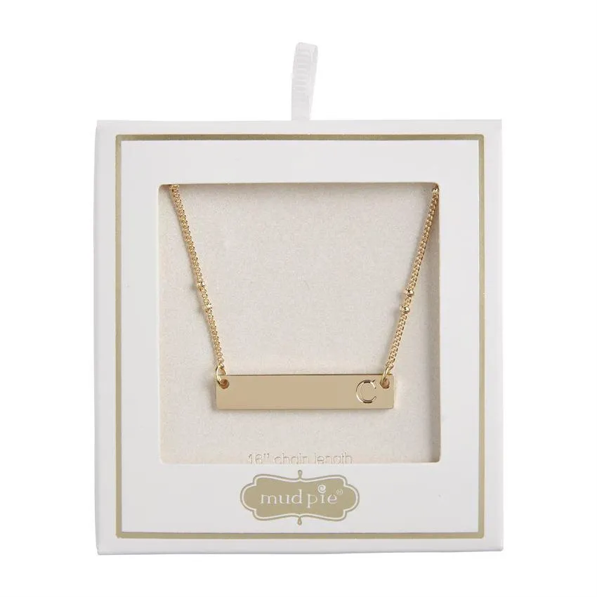 Initial Bar Necklace by Mud Pie