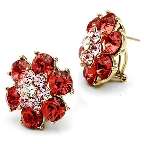 IP Gold(Ion Plating) Brass Earrings with Top Grade Crystal in Multi Color for Women Multi Color Stone Color Style GL252