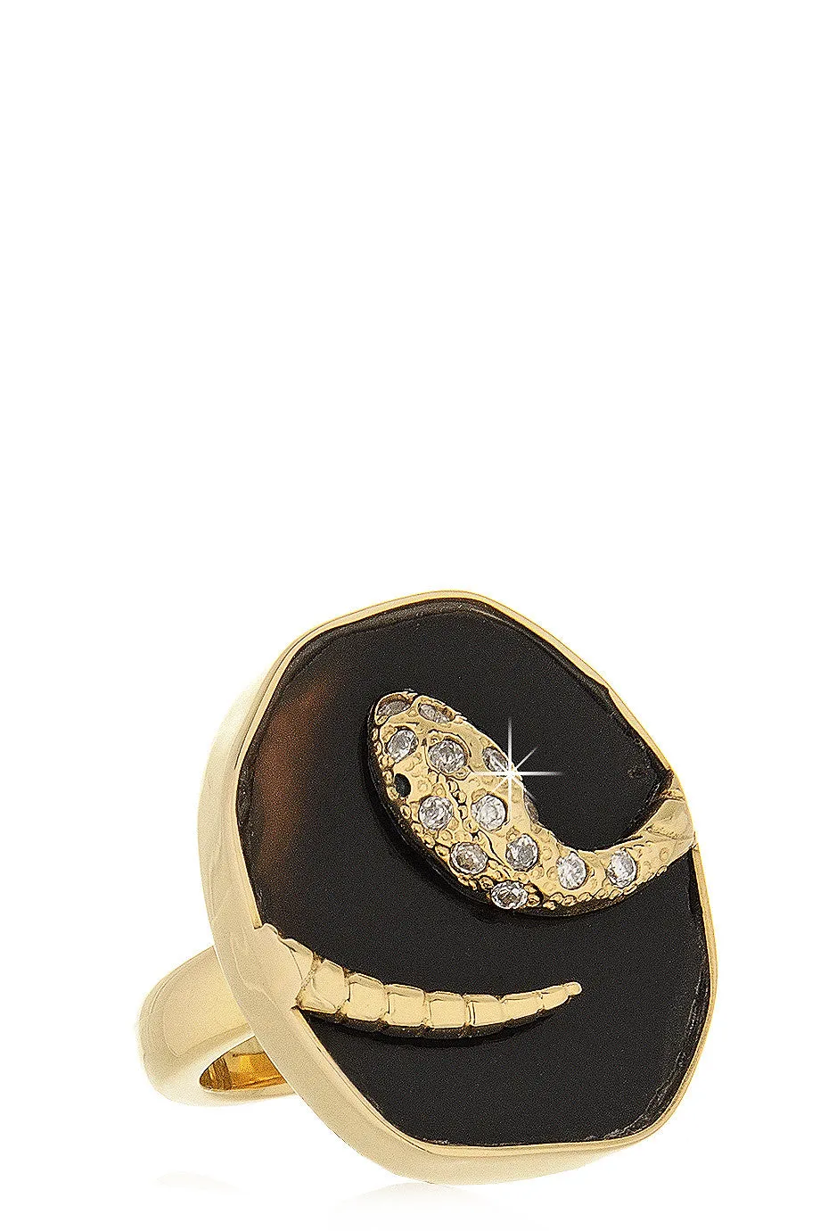 ISHARYA DRUZY SNAKE Black Ring