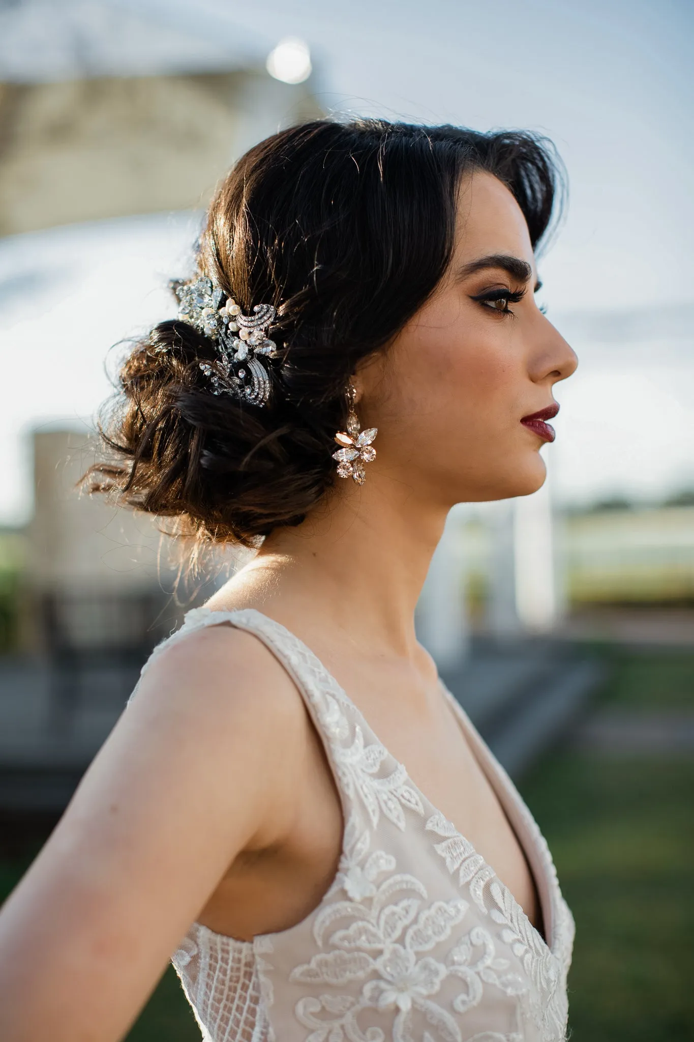 Jen - Rose Gold Swarovski Statement Bridal Drop Earrings