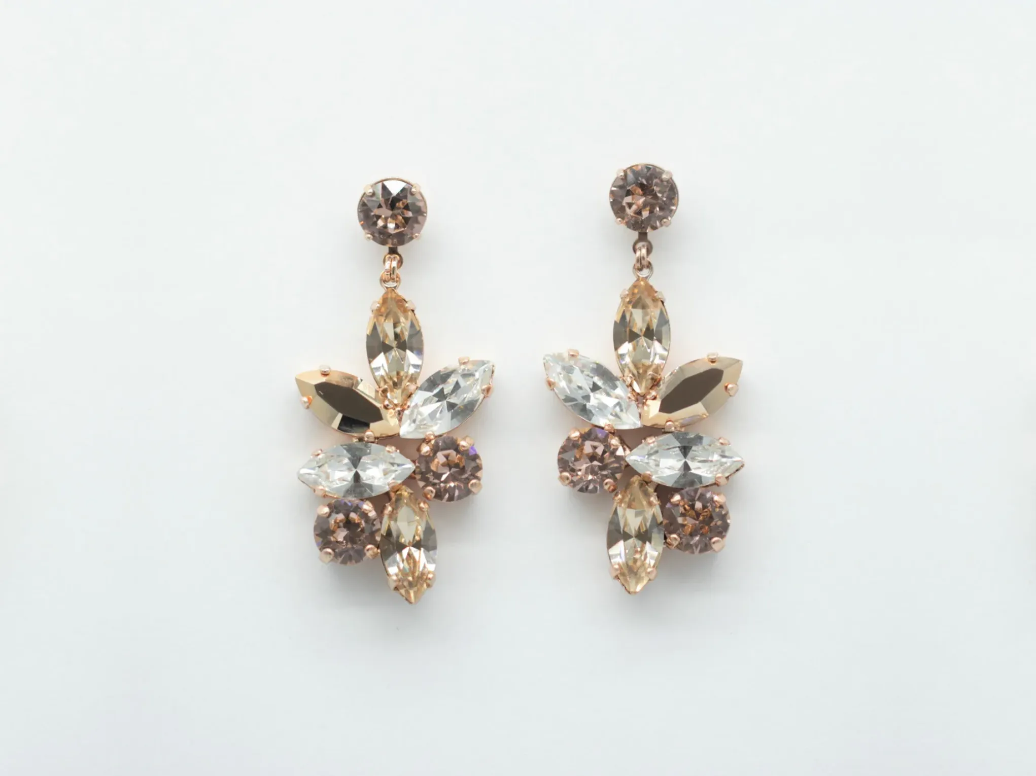 Jen - Rose Gold Swarovski Statement Bridal Drop Earrings