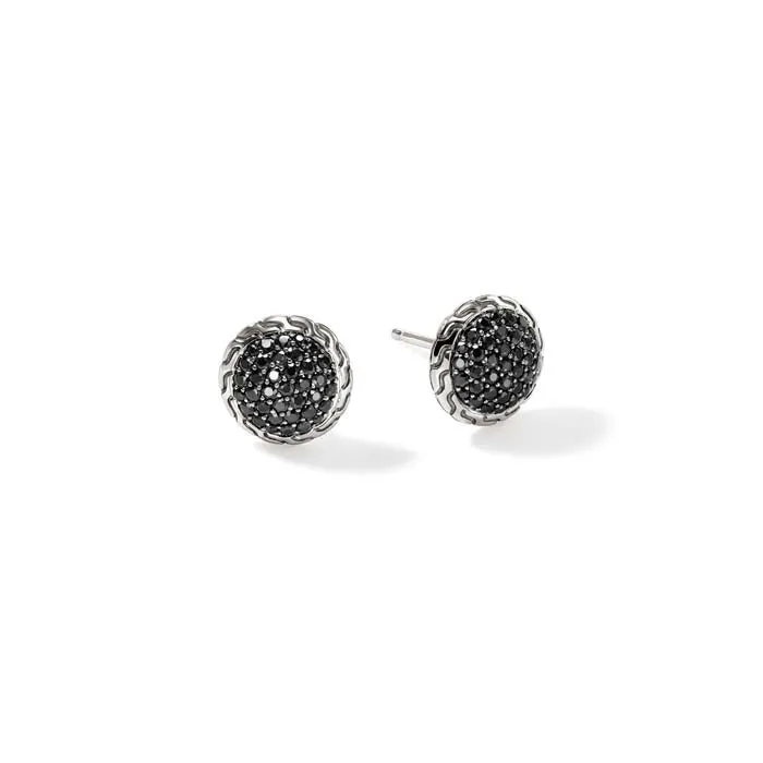 John Hardy Essential Black Sapphire Pavé Stud Earrings in Sterling Silver, 10MM