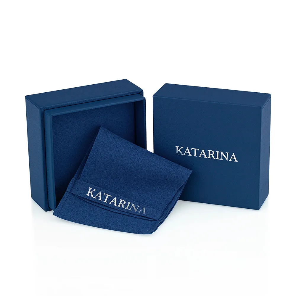 KATARINA Diamond and Sapphire "Journey of Love" Earrings (1/5 cttw)