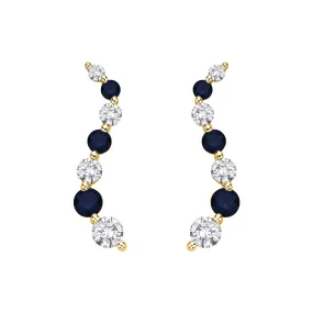 KATARINA Diamond and Sapphire "Journey of Love" Earrings (1/5 cttw)