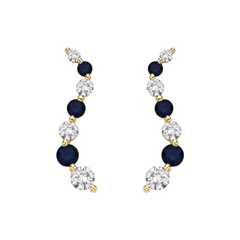 KATARINA Diamond and Sapphire "Journey of Love" Earrings (1/5 cttw)